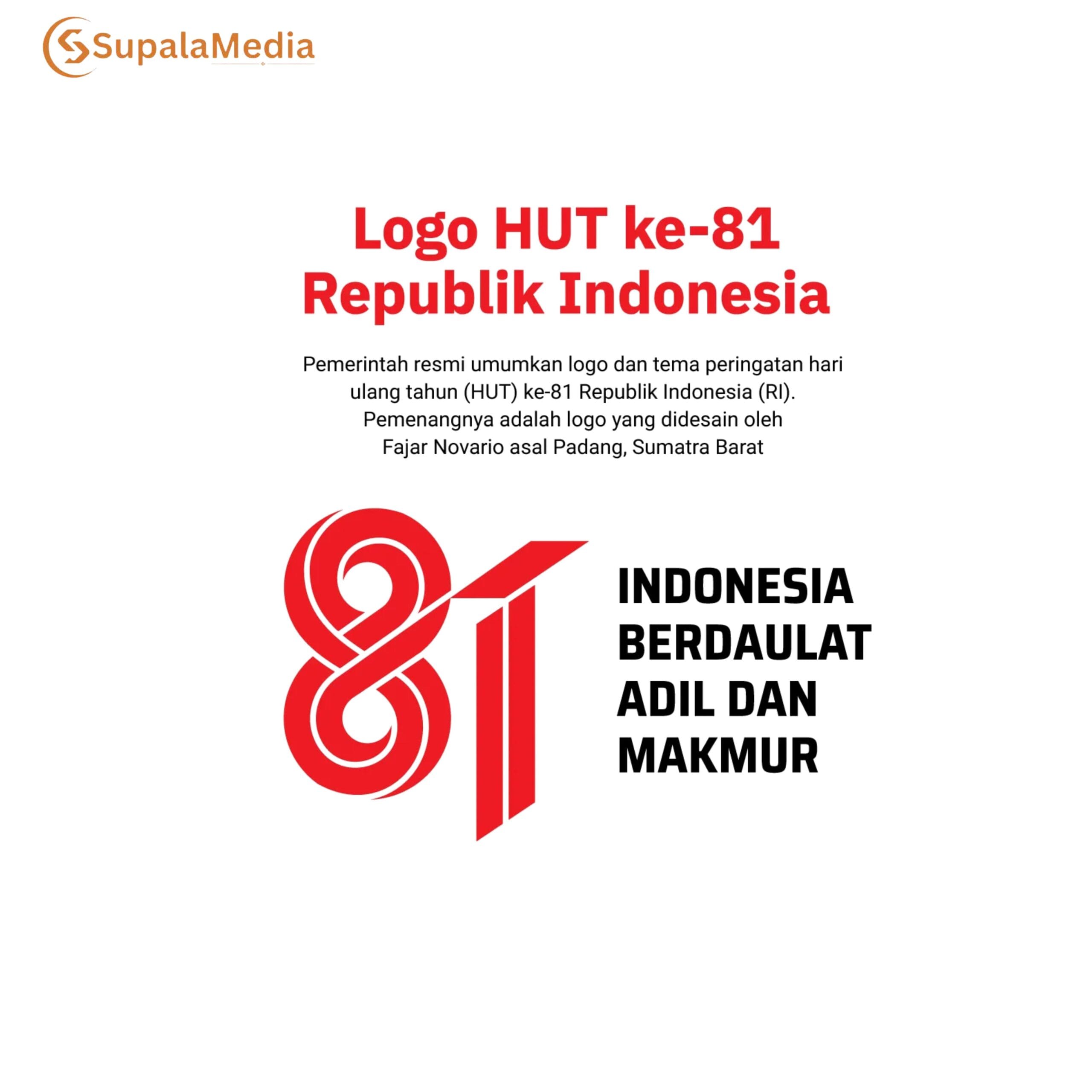 Pemerintah Umumkan Logo Resmi HUT ke-81 RI, ini Maknanya 1 Pemerintah Umumkan Logo Resmi HUT ke-81 RI, ini Maknanya Supalamedia