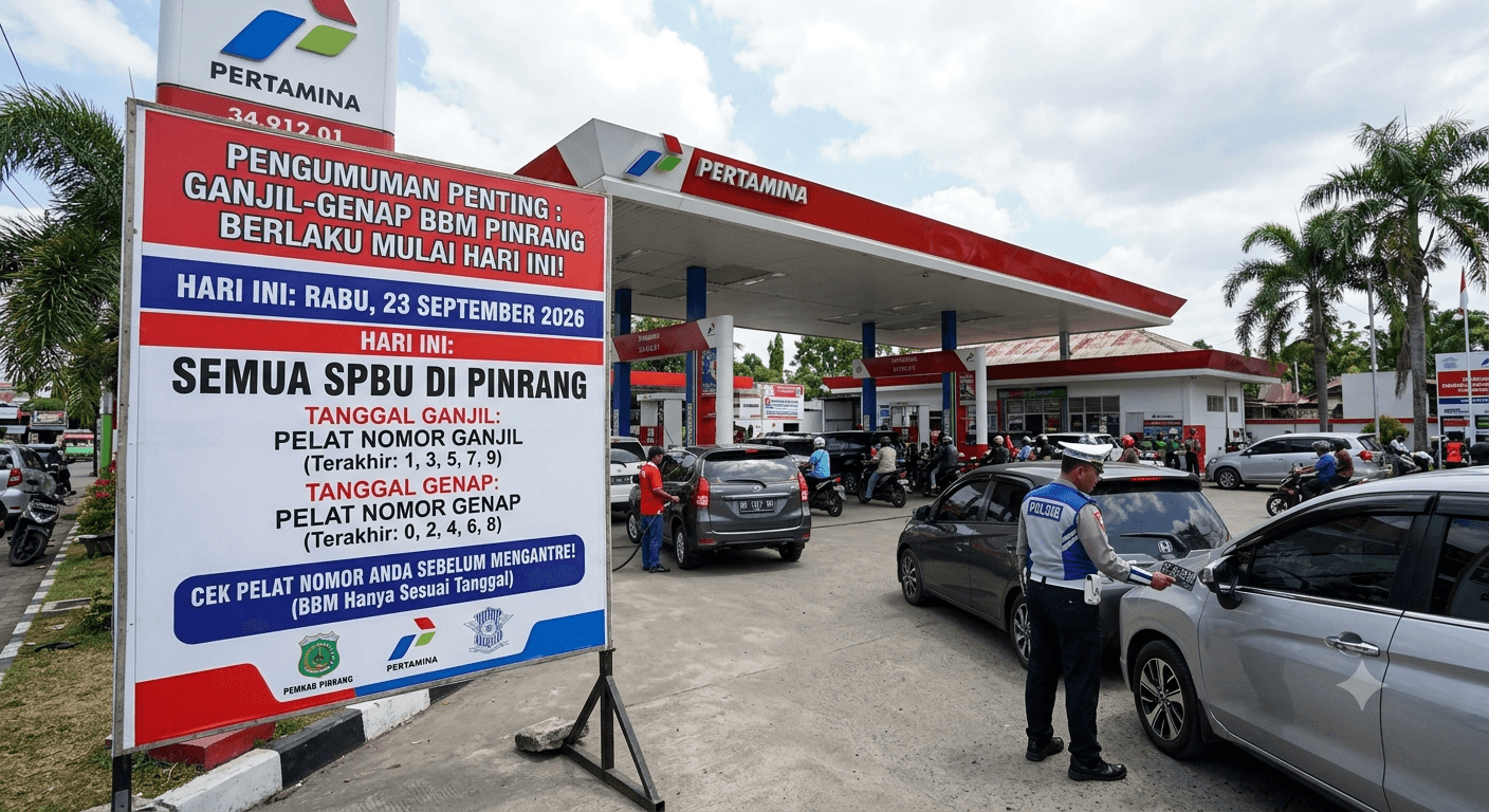 Ganjil-Genap BBM Pinrang Berlaku Hari Ini, Cek Pelat Nomor Anda 1 Ganjil-Genap BBM Pinrang Berlaku Hari Ini, Cek Pelat Nomor Anda Supalamedia