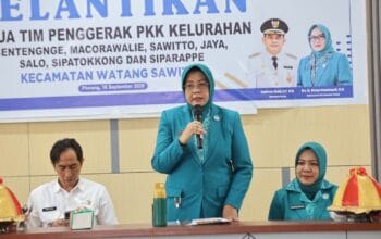Ketua TP PKK Pinrang Hadiri Pelantikan TP PKK Kelurahan se-Kecamatan Watang Sawitto